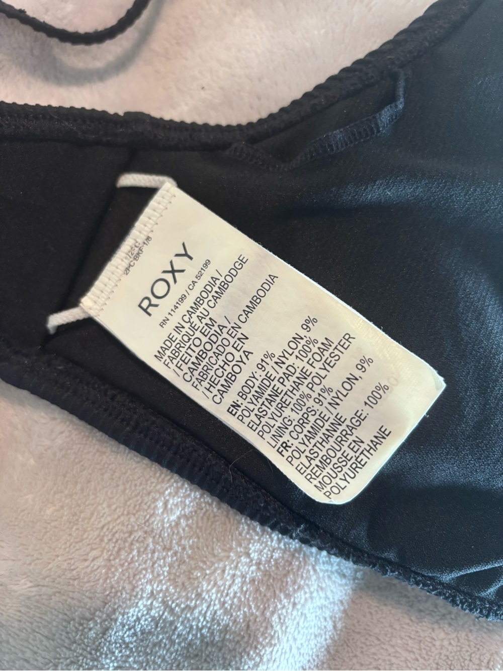 Roxy “Rib Love Oceana” Black Ribbed Wireless Triangle Bikini top M - Picture 4 of 5